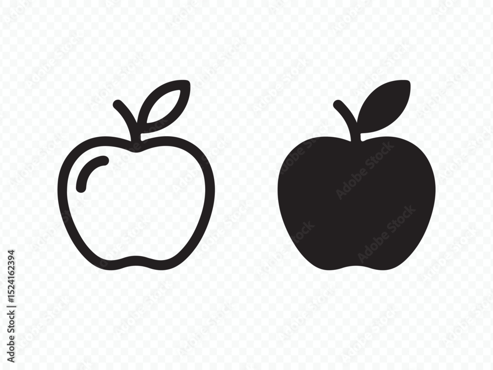 Fototapeta premium Simple Apple Icons Collection Black and White Vector
