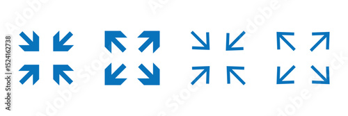 maximize and minimize line Arrows icon set , vector resizing, expanding arrow line icons in thin line style.