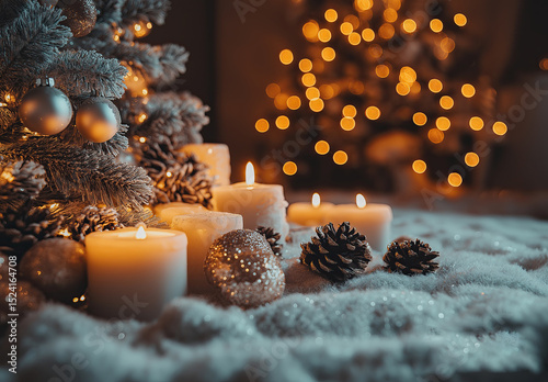 Holiday Christmas card with home decor.