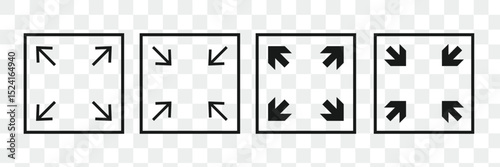 Maximize icon logo design Full Screen Arrow and Exit Screen Icons zoom flat isolated on transparent background. Eps 10.