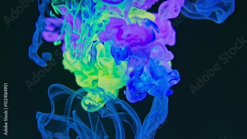 Wallpaper Mural Colorful ink swirling in water, creating abstract patterns, with a dark background enhancing vibrancy Torontodigital.ca