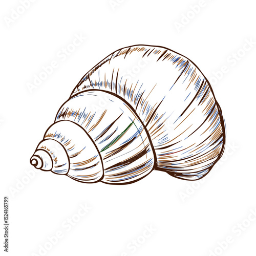 Detailed illustration of a seashell in natural colors  