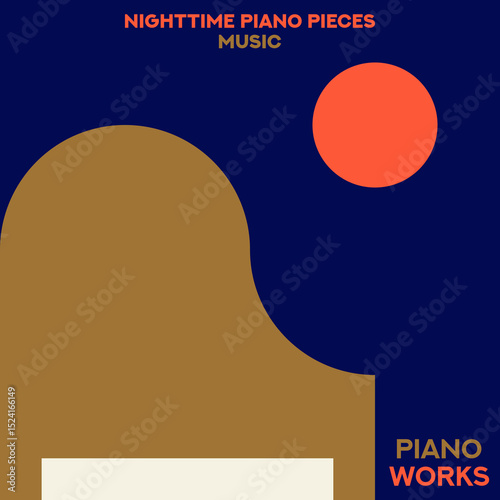 Piano. Musical poster for your design. Music elements design for card, invitation, flyer. Music background vector illustration. Music piano keyboard.