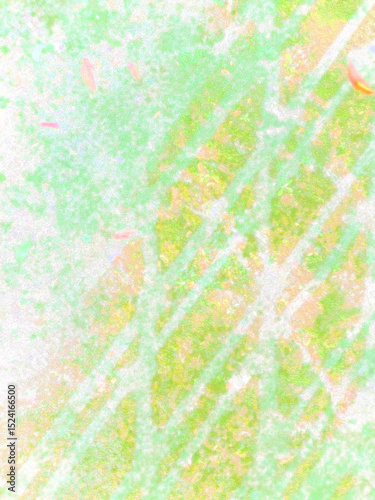 苔と柵の影。イラスト風の写真。