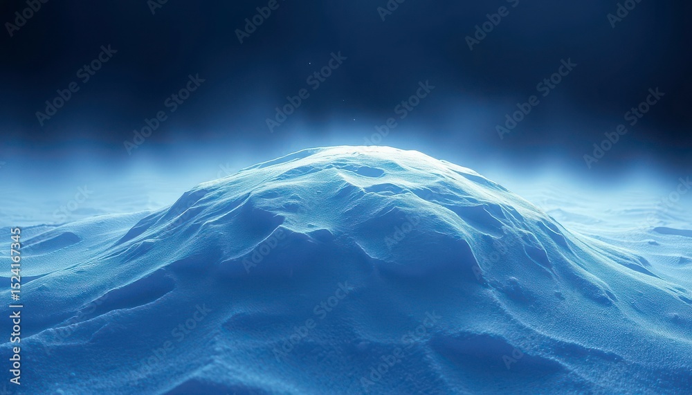 Fototapeta premium Serene Winter Landscape A Hill of Pristine Snow Under a Starlit, Misty Sky