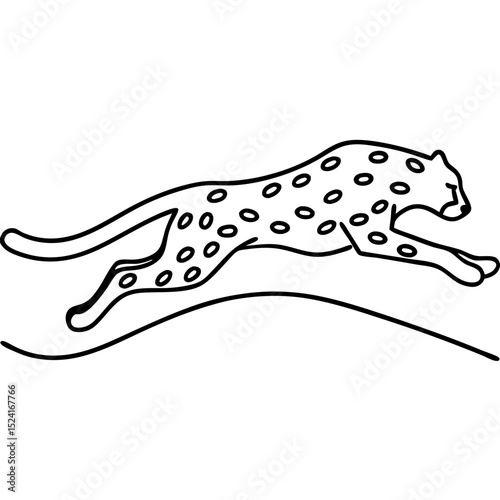 Cheetah running fast across savanna.  Graceful cheetah in motion, spotted feline with powerful legs. Cheetah running image ideal for wildlife documentaries or educational materials.