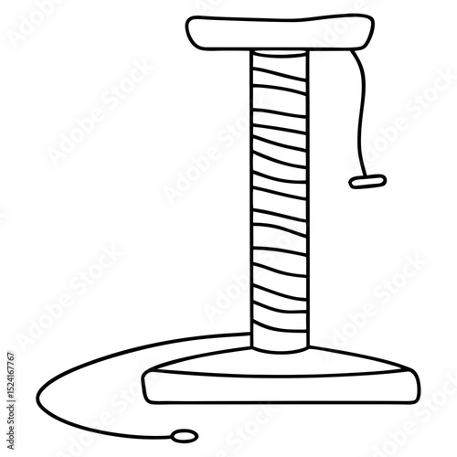 Cat scratching post with sisal rope and toy mouse.  This simple cat scratching post design is perfect for kittens and adult cats.  Use this image for pet shop catalogs or online pet store.