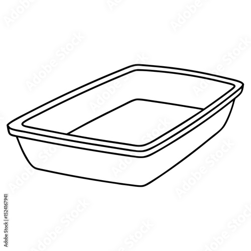 Rectangular litter box for pet cats.  Simple plastic litter box is ideal for small apartments.  This clean litter box is perfect for pet supplies websites and online stores.
