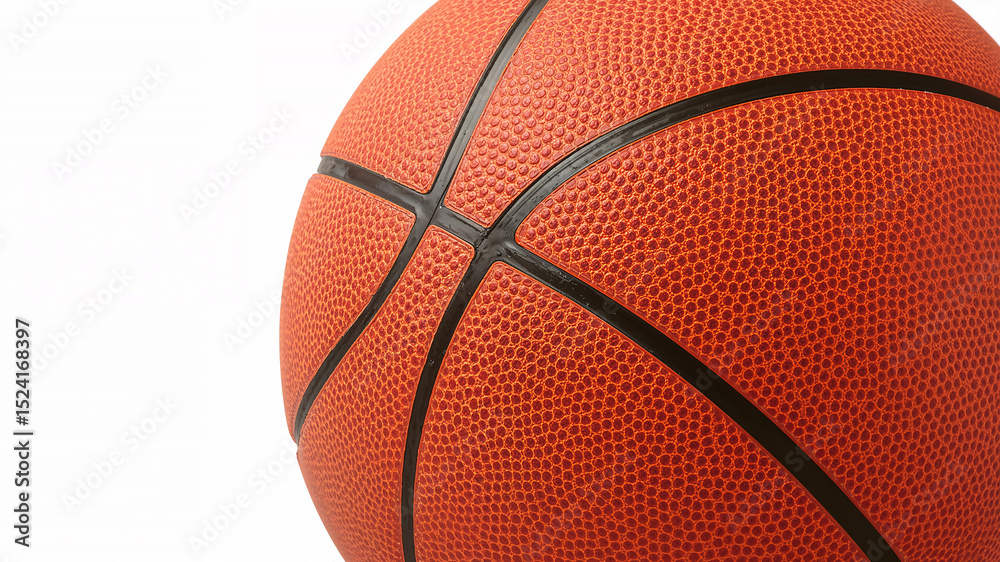 Fototapeta premium Orange basketball ball closeup on white background representing sporting activity