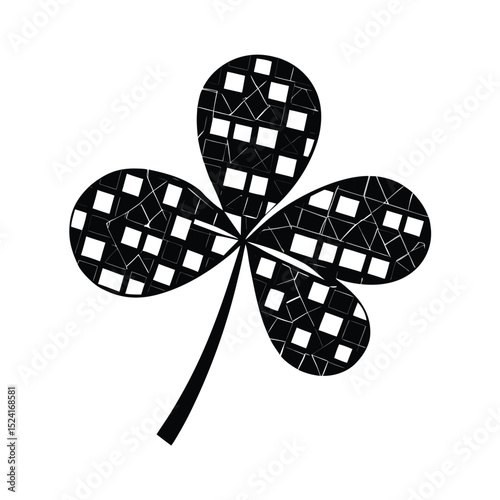 Abstract shamrock symbol with geometric pattern on a white background for st patricks day