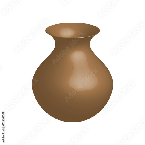 Brown Ceramic Vase Displaying Elegant Smooth Surface and Rounded Design