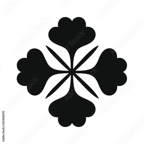 Black and white floral pattern isolated on white background design element for various uses.