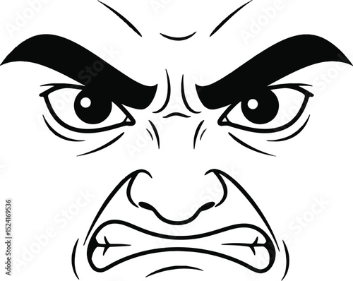 Angry Face Illustration Vector Art of Furious Expression