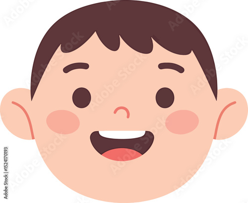 Happy Boy's Face A Cheerful Illustration of Childhood Joy