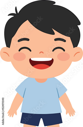 Happy Little Boy Smiling, Child Portrait Illustration