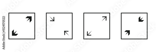 maximize and minimize line Arrows icon set , vector resizing, expanding arrow line icons in thin line style.