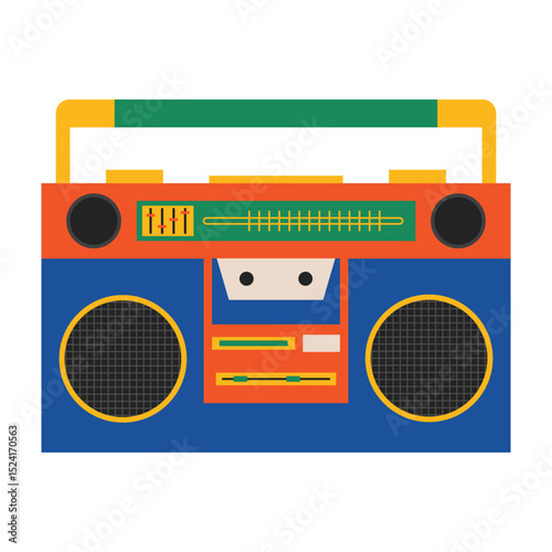 Retro technology and media icons including radios, tapes, and computers