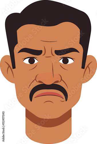 Angry Man Face Illustration Vector Graphic of a Frustrated Person