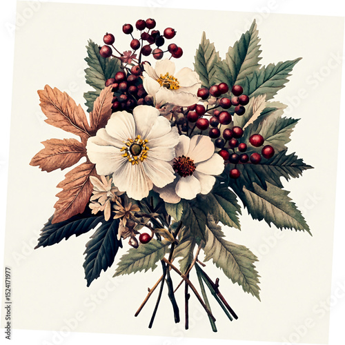 vector watercolor flower vintage generative AI