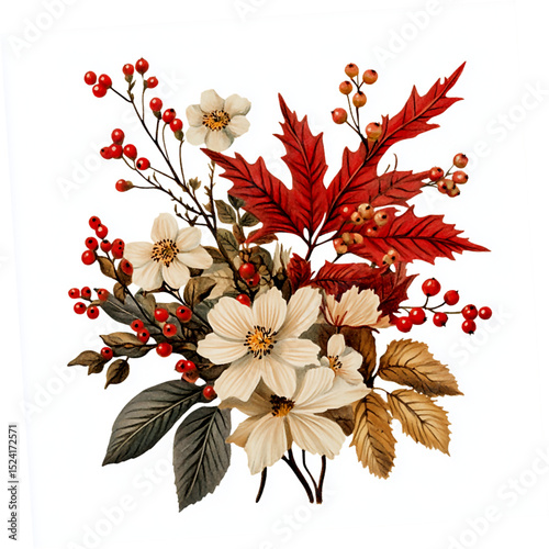 vector watercolor flower vintage generative AI