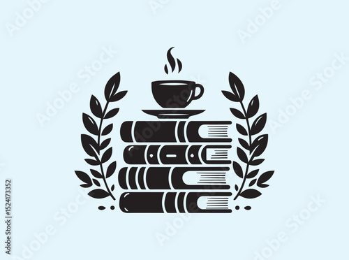 Book Stack and Coffee Cup, Clean and Focused Mood