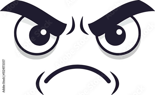 Angry Cartoon Face Illustration Glaring Eyes and Frowning Expression