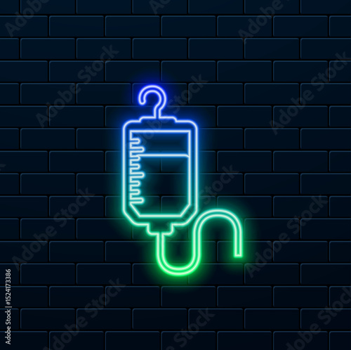 icon, Infusion icon logo vector design template. neon style. Infusion medicine icon vector