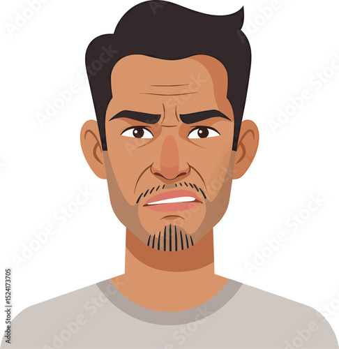 Frustrated Man Illustration of a Displeased Male Face Expression