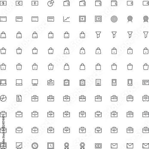 100 business line icons regular style 32px vector graphics