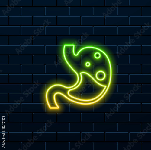 stomach icon, gastroenterology icon. neon style.stomach with liquids vector linear icon isolated,