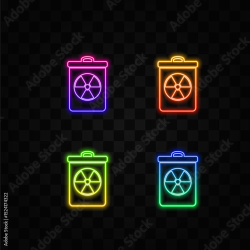 toxic waste vector icon design. radioactive waste. neon style.
