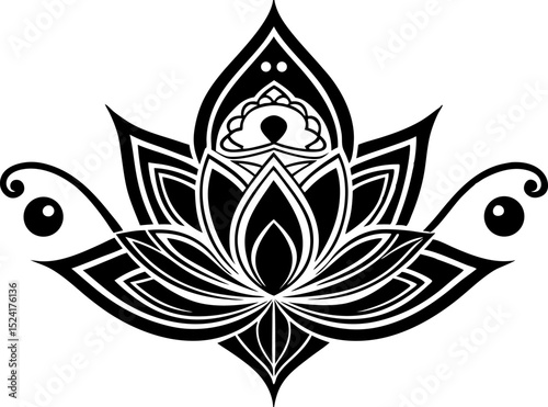 Unalumed lotus flower symbol, Hindu or Buddhist sign representing path to enlightenment .