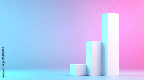 Minimalist bar chart in soft pastel colors representing growth and progress in business metrics or financial analysis.