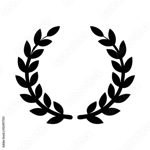 Laurel Wreath Icon – Black Silhouette