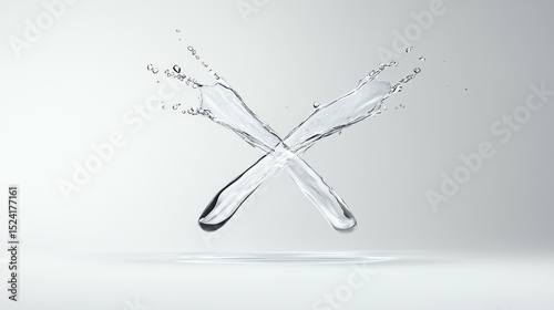 Two clinking glasses with water create an elegant splash, symbolizing celebration and refreshment.