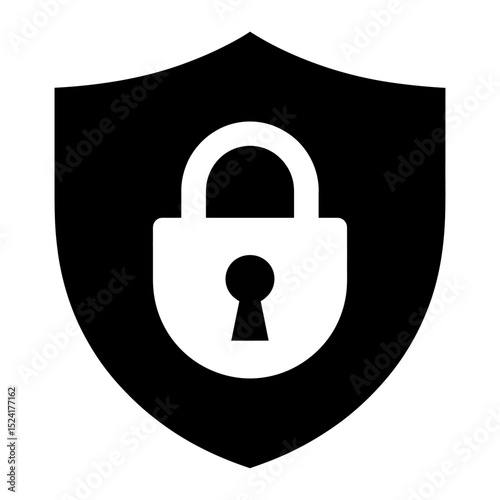Minimalist Security Icon Design A Simple Lock and Shield Graphic