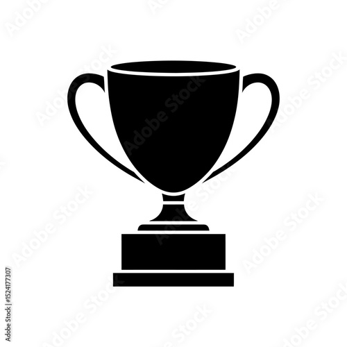 A Minimalist Black and White Silhouette Trophy Achievement Icon