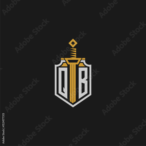 QB initial monogram for shield and sword style image