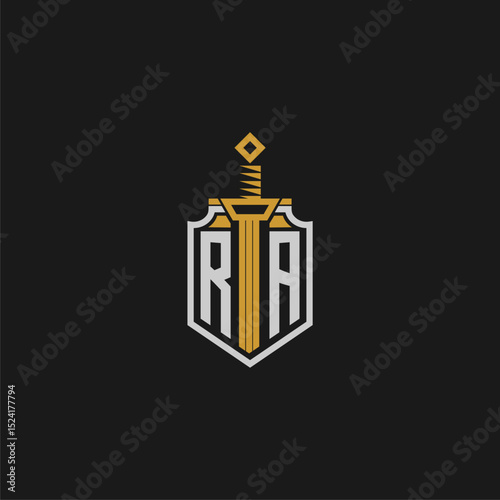 RA initial monogram for shield and sword style image