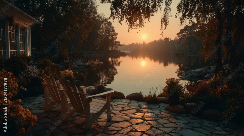 Fototapeta premium sunrise over the lake