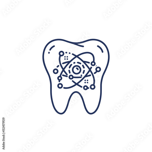 Tooth illustration with atomic structure and scientific design  