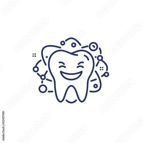 Happy tooth illustration with abstract elements and creative design  