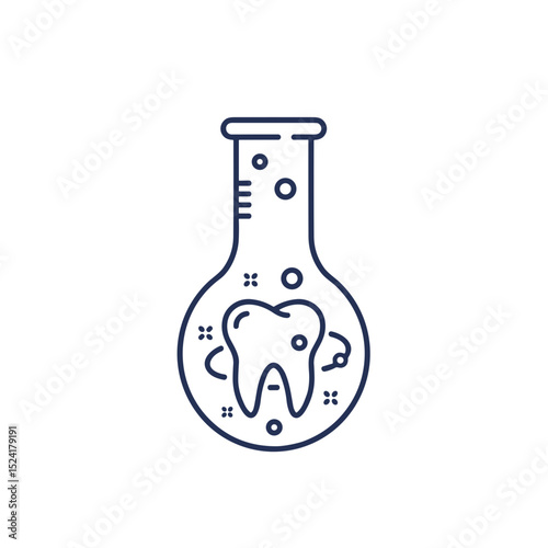 Chemical flask with tooth illustration in flat design style  