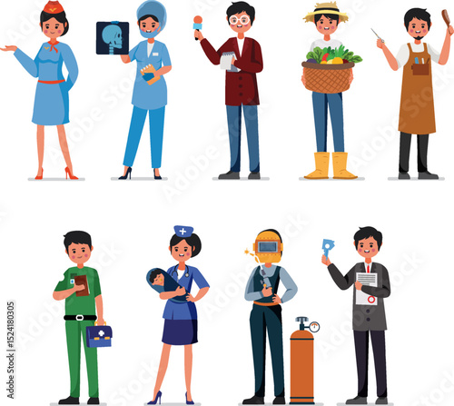set of people with profession series 2 vector illustration