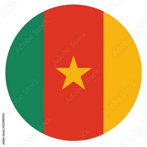 Cameroon Flag in Circular Design