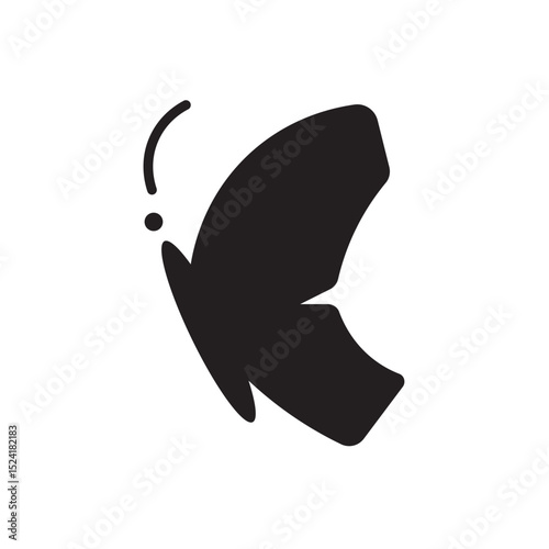 Butterflies side view silhouette flat icon. Elegant butterfly icon from side view, ideal for beauty and nature designs.