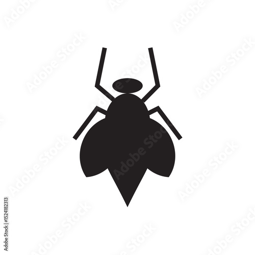 Beetle insects silhouette flat icon. Solid black beetle icon, perfect for nature, pest control, or entomology themes.