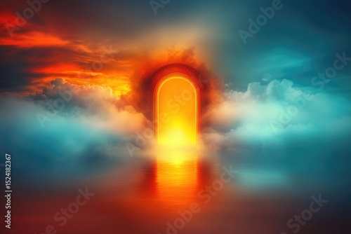 Golden archway, clouds, sunset/sunrise