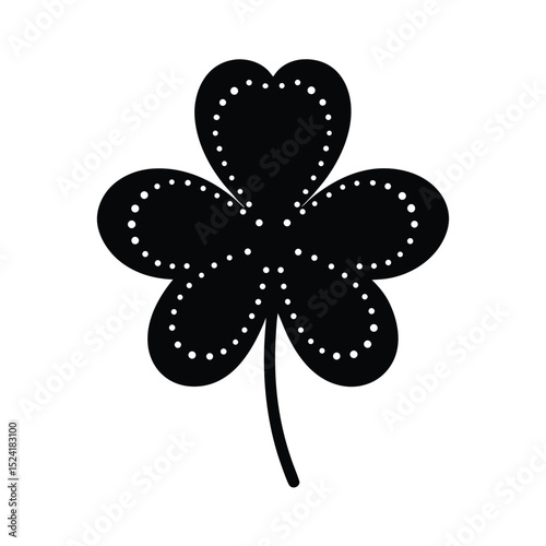 Black shamrock silhouette with white dot accents perfect for st patricks day celebration design