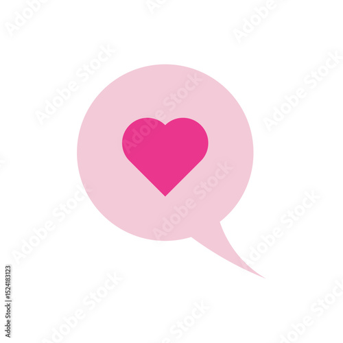Heart in speech bubble icon vector. Speech bubble with heart, representing romantic messages or chat icons.